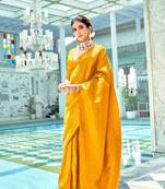 Sunny Yellow Kanjivaram Saree With Matching Yellow Blouse