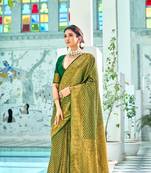 Forest Green Kanjivaram Saree With Matching Green Blouse