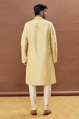 Gold embroidered art silk kurta-pajama 3