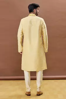Gold embroidered art silk kurta-pajama