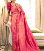 Pink Kaabha Silk Faux Kanjivaram Party Wear Weaving Silk Saree Collection