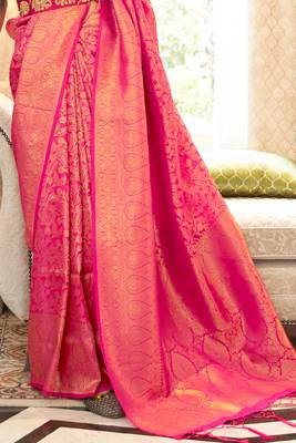 Pink Kaabha Silk Faux Kanjivaram Party Wear Weaving Silk Saree Collection 4