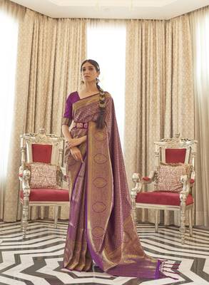  Purple Kaabha Silk Faux Kanjivaram Party Wear Weaving Silk Saree Collection 1