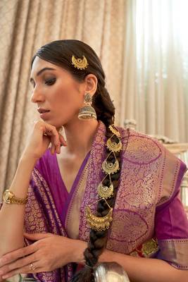  Purple Kaabha Silk Faux Kanjivaram Party Wear Weaving Silk Saree Collection 2
