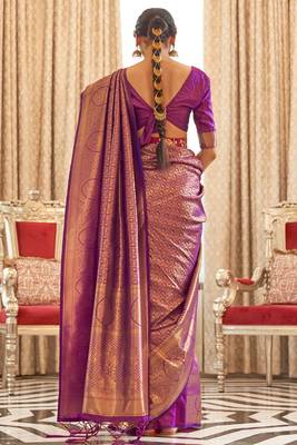  Purple Kaabha Silk Faux Kanjivaram Party Wear Weaving Silk Saree Collection 3