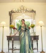  Green Kaabha Silk Faux Kanjivaram Party Wear Weaving Silk Saree Collection