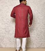 Party Wear Maroon Cotton & Lycra Kurta Pajama
