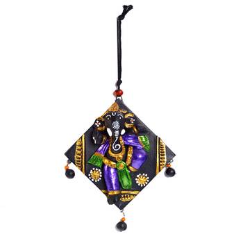 Aapno Rajasthan Multicolor Terracotta Square Wall Plate Showpiece 1