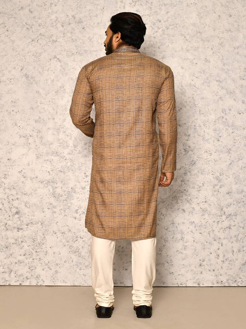 Party Wear Rust Cotton & Lycra Kurta Pajama