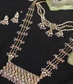 Pastel Pink Beads With Kundan Necklace Set