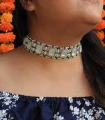Blue Crystal  Studded  Choker Set