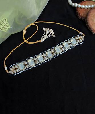Blue Crystal  Studded  Choker Set 4