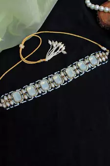 Blue Crystal  Studded  Choker Set