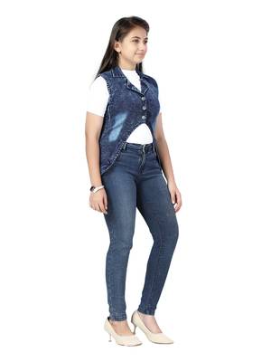Blue plain cotton girls-jackets-coats 2