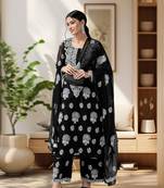 Hand Embroidered Black Georgette Lucknowi Chikankari Women Unstitched Suit Piece