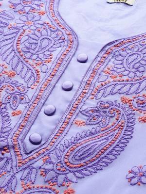 Ada Hand Embroidered Lavender Georgette Lucknowi Chikankari Women Unstitched Suit Piece - A211193 2