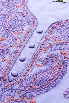 Ada Hand Embroidered Lavender Georgette Lucknowi Chikankari Women Unstitched Suit Piece - A211193