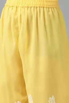 Hand Embroidered Yellow Georgette Lucknowi Chikankari Women Unstitched Suit Piece