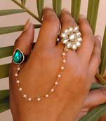 The Dynamic Duo Green Pear Ring