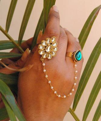 The Dynamic Duo Green Pear Ring 2