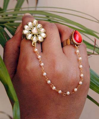 The Dynamic Duo Red Pear Ring 2
