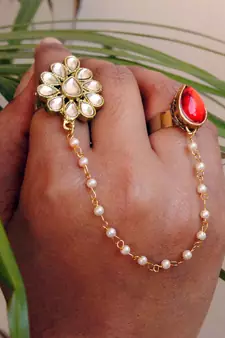 The Dynamic Duo Red Pear Ring