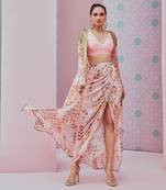 Light Pink Power Shoulder Cape Set