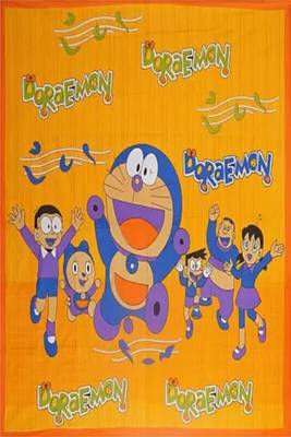 Jaipuri Yellow Color Doremon Print 100% Cotton Double Bedsheet 2