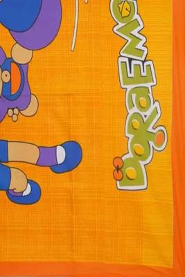 Jaipuri Yellow Color Doremon Print 100% Cotton Double Bedsheet 3
