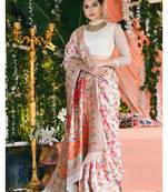 JJ's Crafted Elegance Kashmiri Pashmina Saree with Cotton Silk Base & Paisley Border