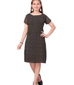 Black printed georgette kids-frocks