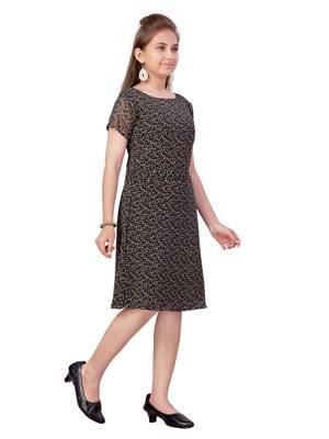 Black printed georgette kids-frocks 2