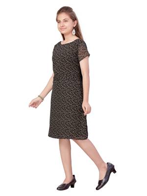 Black printed georgette kids-frocks 3