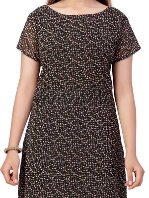 Black printed georgette kids-frocks 5