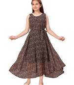 Black printed georgette kids-frocks