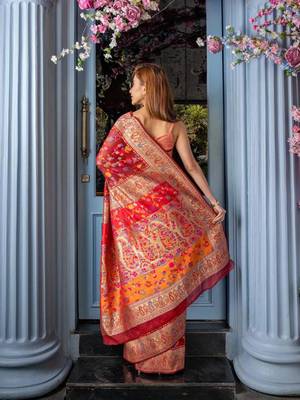 Crafted Elegance Kashmiri Pashmina Saree With Cotton Silk Base & Paisley Border 3