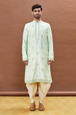 Pink embroidered art silk dhoti-kurta 1