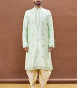 Pink embroidered art silk dhoti-kurta