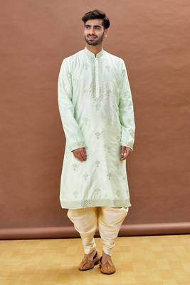 Pink embroidered art silk dhoti-kurta 2
