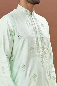 Pink embroidered art silk dhoti-kurta