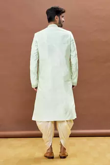 Pink embroidered art silk dhoti-kurta
