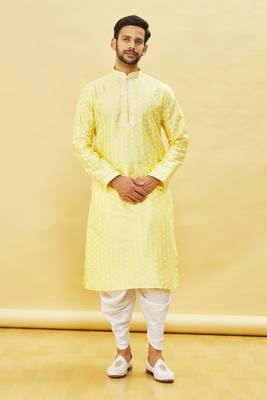 Black embroidered art silk dhoti-kurta 1