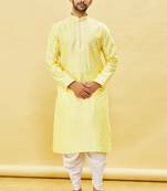 Black embroidered art silk dhoti-kurta