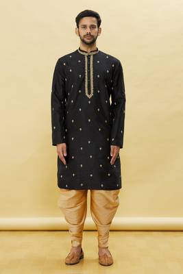 Green embroidered art silk dhoti-kurta 3
