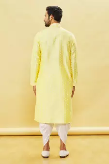 Black embroidered art silk dhoti-kurta