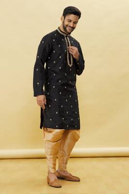 Green embroidered art silk dhoti-kurta 4