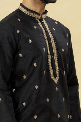 Green embroidered art silk dhoti-kurta 5