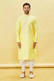 Black embroidered art silk dhoti-kurta