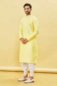 Black embroidered art silk dhoti-kurta
