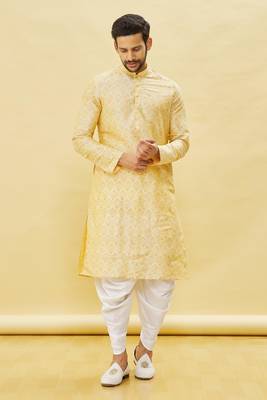 White embroidered art silk dhoti-kurta 1